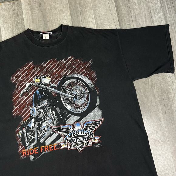 Vintage American Classics Biker Black Graphic T-Shirt XL - Picture 1 of 10